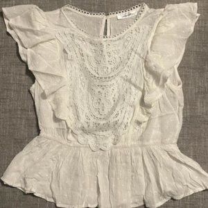 Butterfly Sleeve Blouse with Crochet Detail, Sz. M